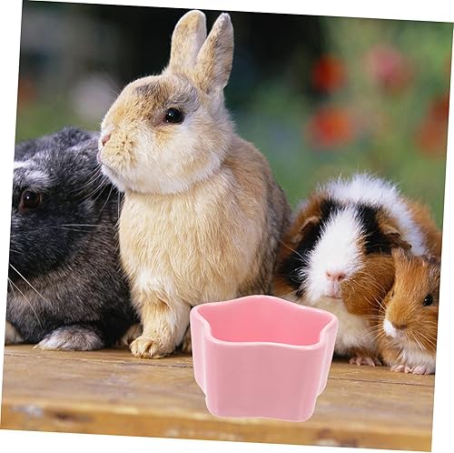 Miniatura 7 de STOBOK Cuenco de cerámica para alimentación de animales pequeños, lindo corazón y forma de estrella, ideal para hámsters, jerbos, planeadores de