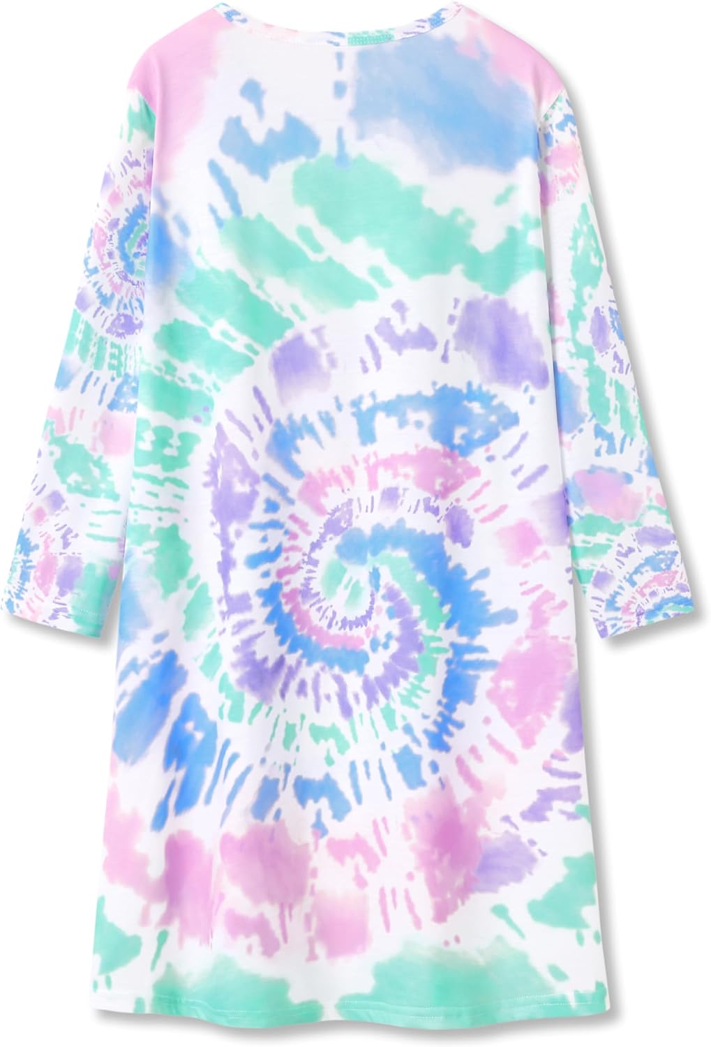Tebbis Girls Nightgown – Soft Long Sleeves Sleepwear Trendy Tie Dye Spiral Nightdress Pajama Teen/Little Size 6-16