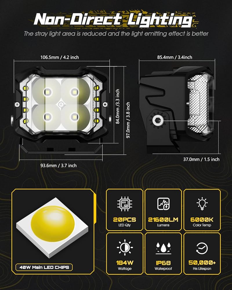 Amazon.com: NOVSIGHT 4 Inch LED Pod Lights - 184W 21600LM Cube LED