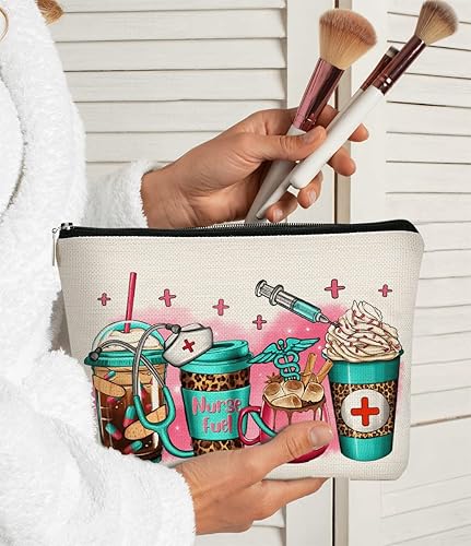 Miniatura 2 de BARPERY Bolsa de maquillaje para enfermeras, bolsa de maquillaje con cremallera, regalo para adolescentes, niñas, mujeres, bolsa de maquillaje para