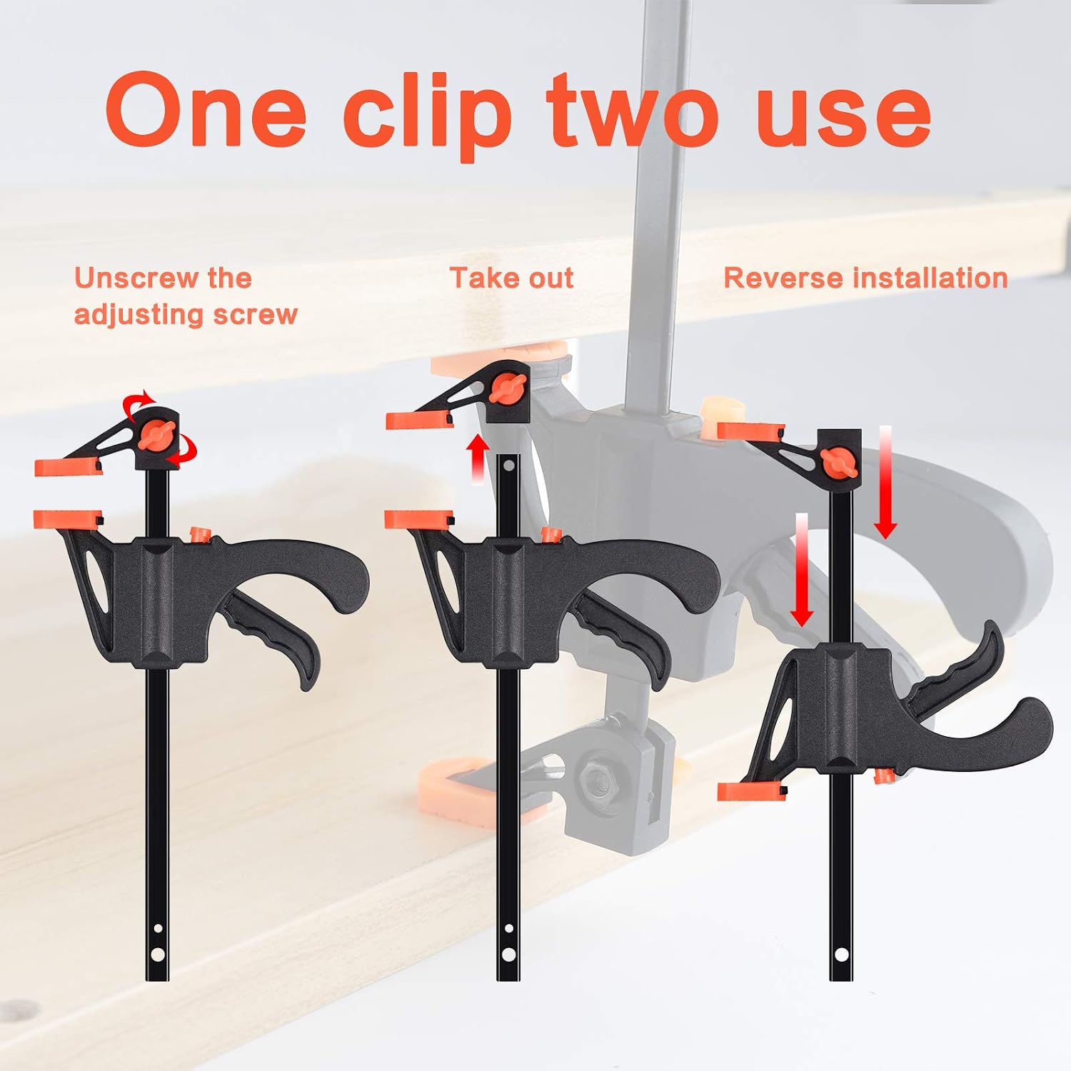 6PCS Right Angle Clip Positioning Squares 90 Degree 4 in and F-Shaped Bar Clamps Quick Grip Clamps Set - Image 5