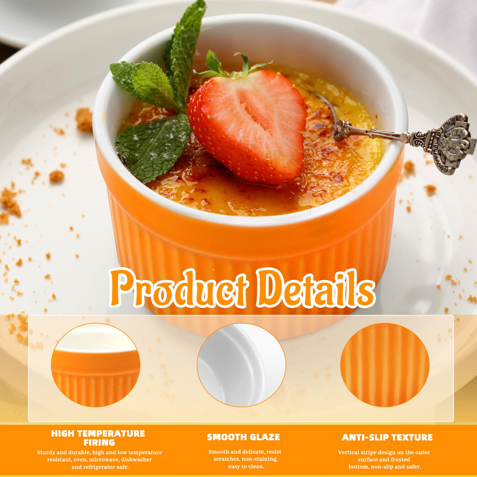 Cuencos de cerámica para crema brulee, 6 piezas, Ø9cm 220ml, moldes para soufflé con tapa, aptos para horno, cuencos para postres, mini molde para horno de color, para hornear en la cocina