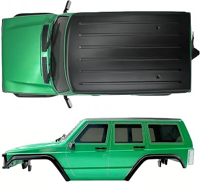 6.10in Wheelbase ABS Hardtop Cherokee Body for TRX4M Bronco Defender Chassis, 1/18 RC Crawler Body Shell with Front & Rear Bumpers (Green)
