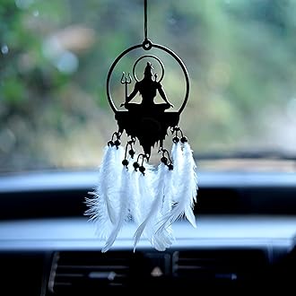 Lord Shiva Car Hanging Car Rear View Mirror Decor Ornament Accessories Good Luck Dream Catcher Positive Vibes Balcony, Gift, Car, Wind Chimes, Room (Shiva) 1 Pcs