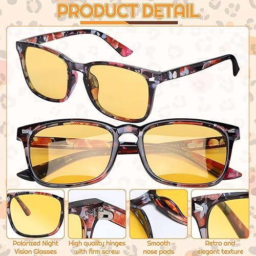 Miniatura 2 de 4 pares de lentes de conducción de visión nocturna para hombres y mujeres, polarizados, antirreflejos, lentes amarillos, lentes de visión nocturna,