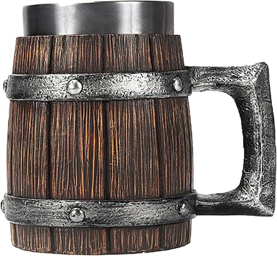 Amazon.co.jp: Angry Factory 600ML木製海賊 ビールジョッキ ビール樽