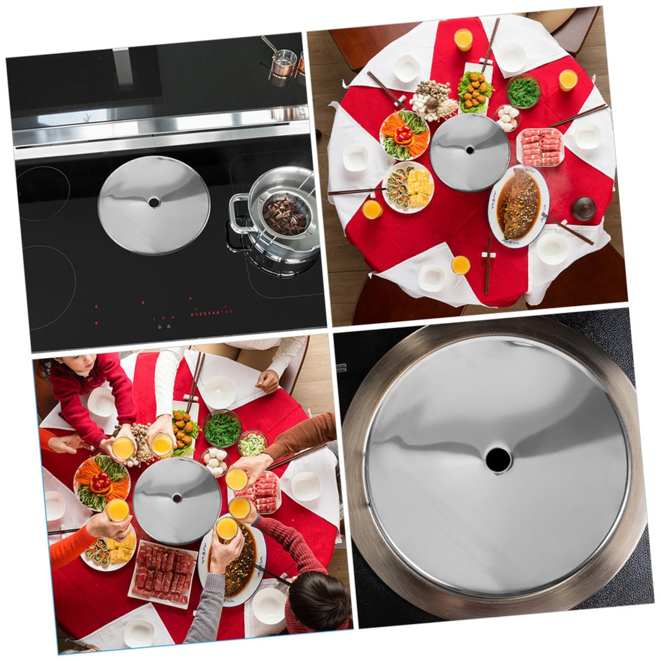 2piezas Placa Difusora De Calor De Acero Inoxidable Para Cocina De Inducción Conjunto De Aro Adaptador Para Reparación De Cocinas y Mesas De Hot Pot y Fácil De Limpiar