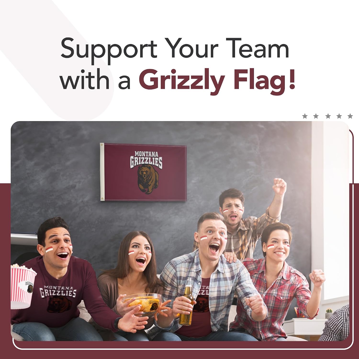 Montana Grizzlies College Sports Printed Flag - NCAA Licensed - Nylon - School Banner (Maroon) (2' x 3')
