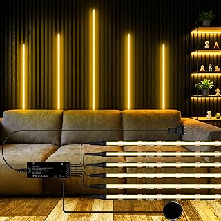 Touch Dimmable LED Recessed Lighting Kit,6PCS 12V Black COB LED Strip Lights,6.56Ft 3000K Warm Self-Adhesive LED Uner Cabinet Light for Wood Slat Wall Panels, Headboards, Shelves, Display Cabinet