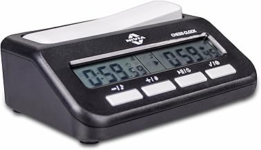 Nivia Chess Clock for Professional Board Games, Large Display, Digital Clocks, Game Timer and Board, Count Up/Countdown, Solid Plastic Digital Clock (Black)