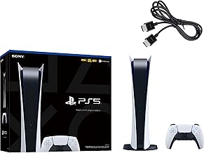 Ustation PS5 Playstation 5 console edição digital (sem disco) + 1 controlador sem fio - 16GB memória GDDR6, 825GB SSD, WiFi 6, Bluetooth 5.1, Tempest 3D AudioTech - Zoinin HDMI_Cable Bundle Branco