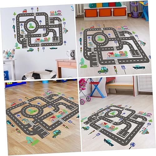 Miniatura 6 de IWOWHERO 2 hojas de calcomanías para pista de automóvil, soporte de vinilo para construcción de pared, transporte, calcomanías de pared para