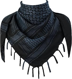 Cotton Shemagh Keffiyeh Tactical Desert Scarf Neck Head Wrap with Tassel for Men Women