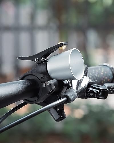 Miniatura 6 de ROCKBROS Campana de bicicleta clásica para bicicleta de montaña para adultos con sonido fuerte y ajuste para manillar de bicicleta de 0.87-1.25