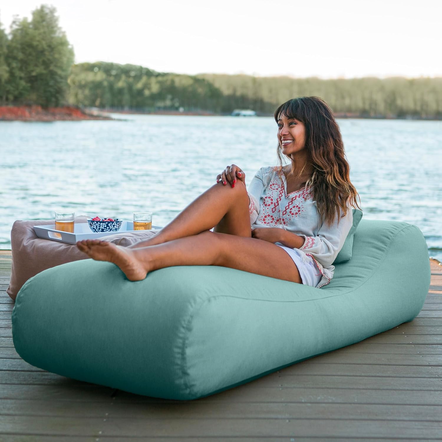 Jaxx Arlo Outdoor Bean Bag Sun Lounger - Pool and Patio Chaise Recliner, Breeze
