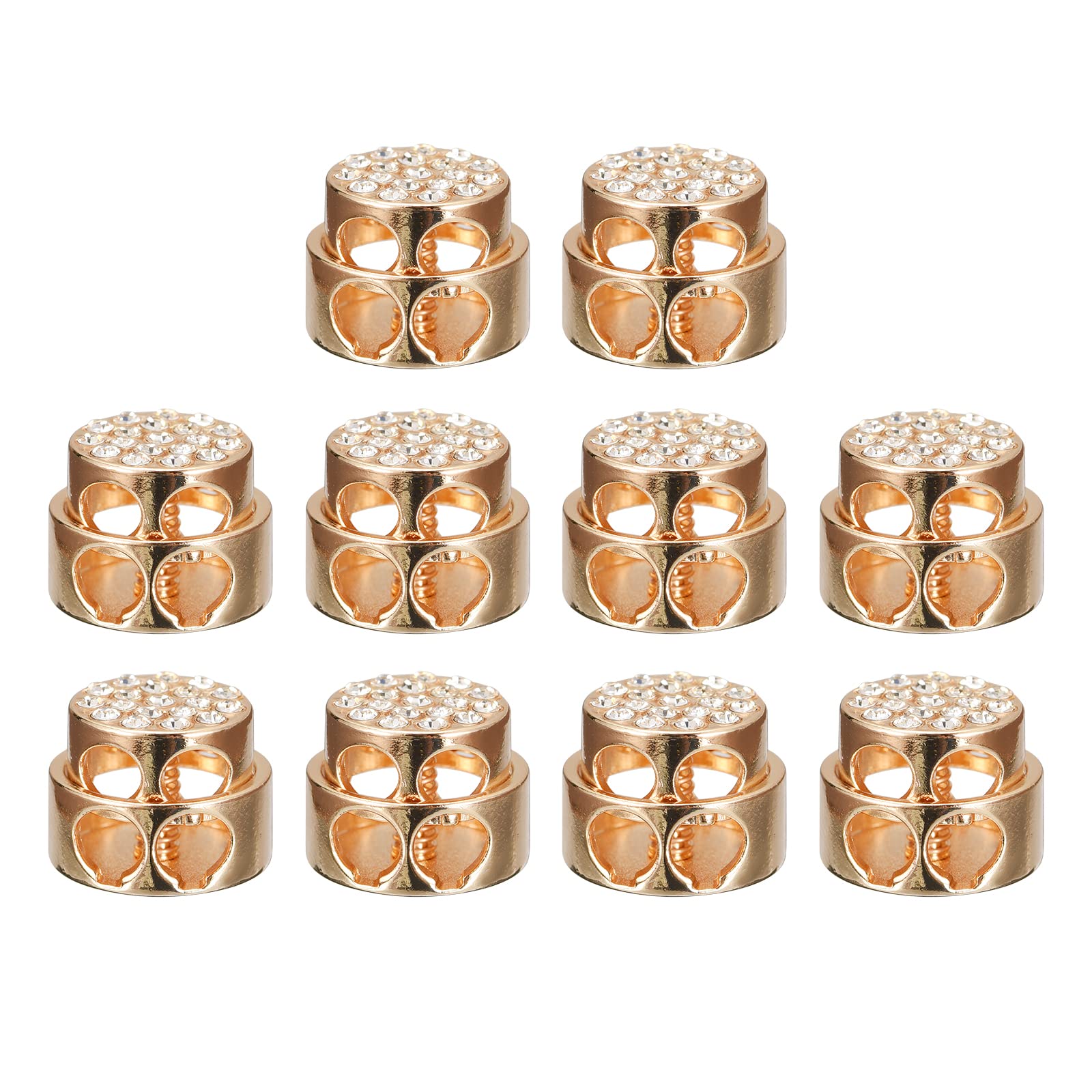 uxcell 10pcs Metal Cord Locks, 4mm Double Hole Spring Stopper Fastener Slider Toggles End for Drawstrings Bags Backpack Clothing Lanyard, Golden