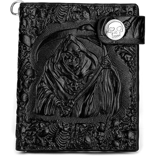 Mens Wallet with Chain Men's Leather Wallet Punk Rock Short Anti-theft Chain Wallet (Color : Black, Size : Without chain)