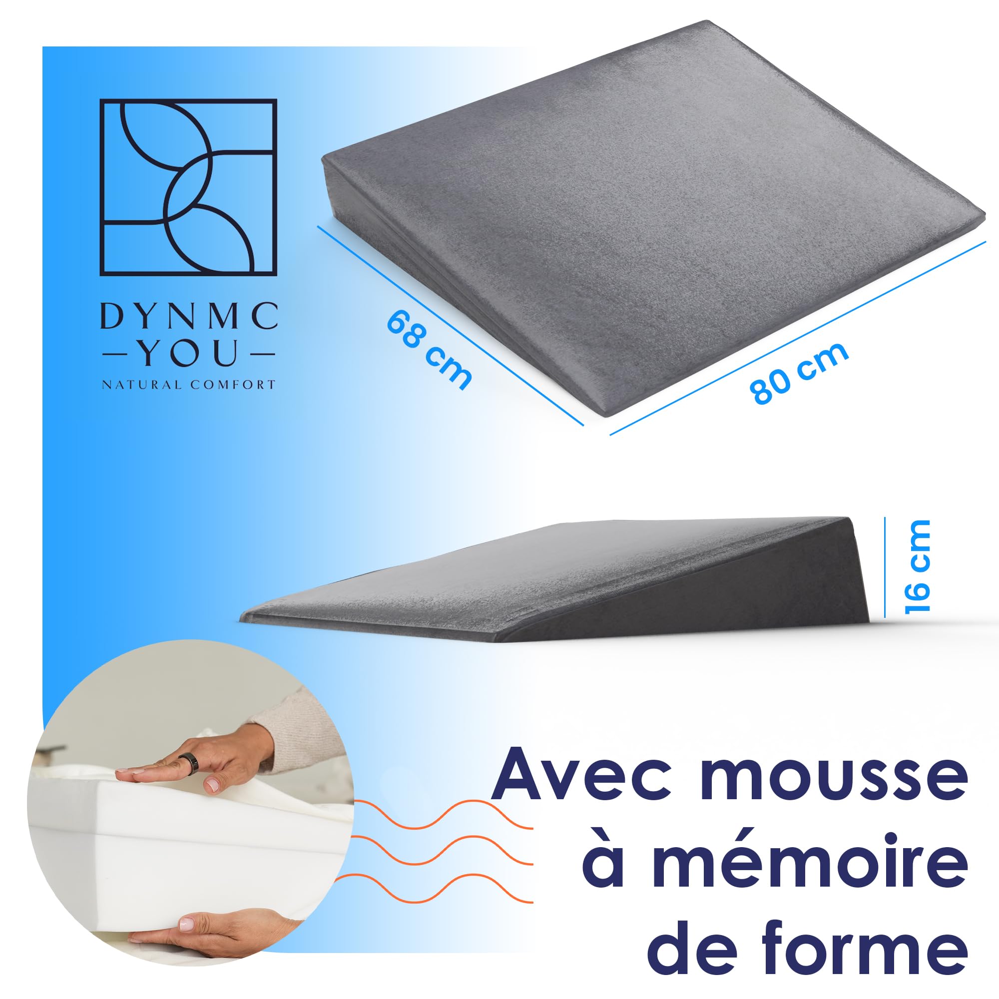 DYNMC you Coussin cale 80 cm – Soutien Ergonomique pour lit, canapé, Dos, Jambes ou Assise – Coussin Confortable pour Adultes (Gris, 80 cm)