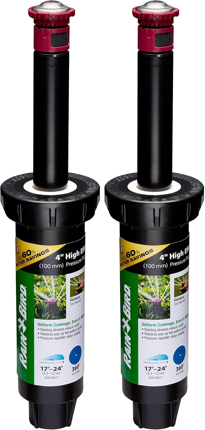 Rain Bird 22SAFPROPR Pressure Regulating (PRS) High-Efficiency Pro Rotary Sprinkler, 360° Full Pattern, 17' - 24' Spray Distance, 4" Pop-up Height (Pack of 2)