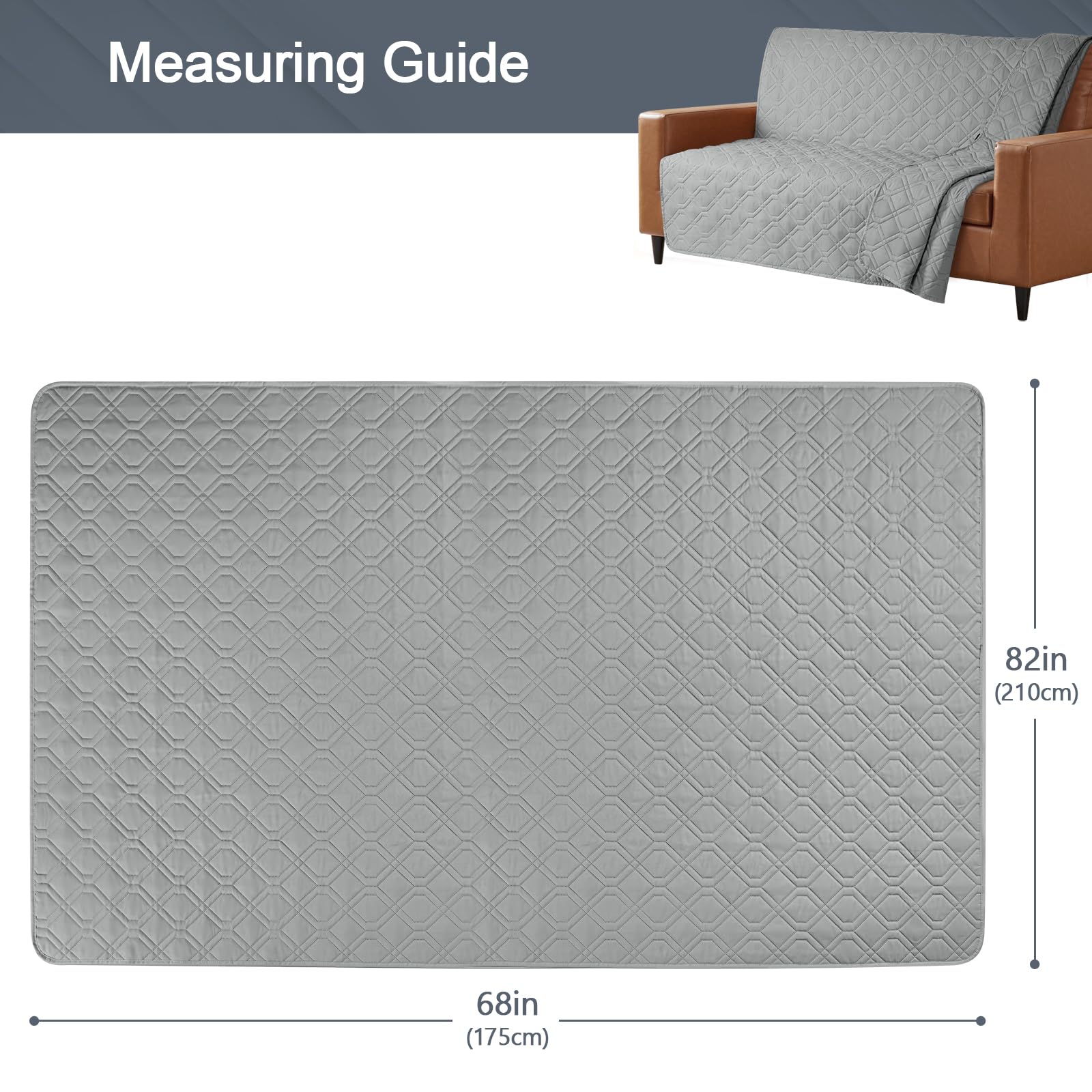 TAOCOCO Reversible Waterproof Sofa Covers,Dog Sofa Bed Cover,Waterproof Sofa Protector Couch Cover,Furniture Sofa Slipcovers(Pale Grey - Image 2