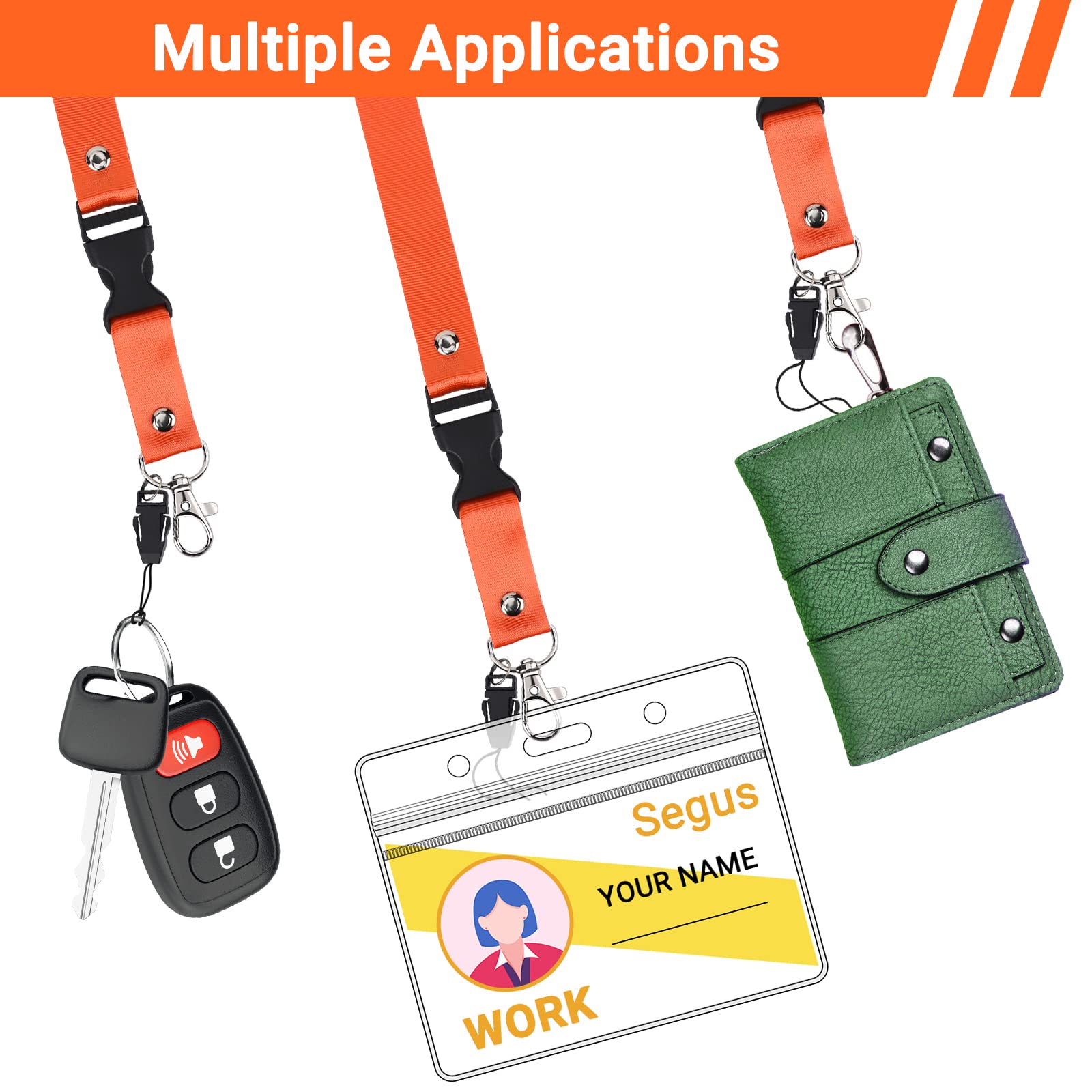 Cordini Portabadge Segus - 10 Pezzi Blu Con Fibbia Girevole, Per Chiavi E Identificativi - Foto 9