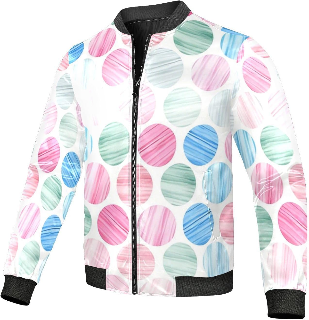 Pink Blue Regular Circle Mens Lightweight Jackets Casual Stylish Waterproof Windbreaker Rain Coats Men
