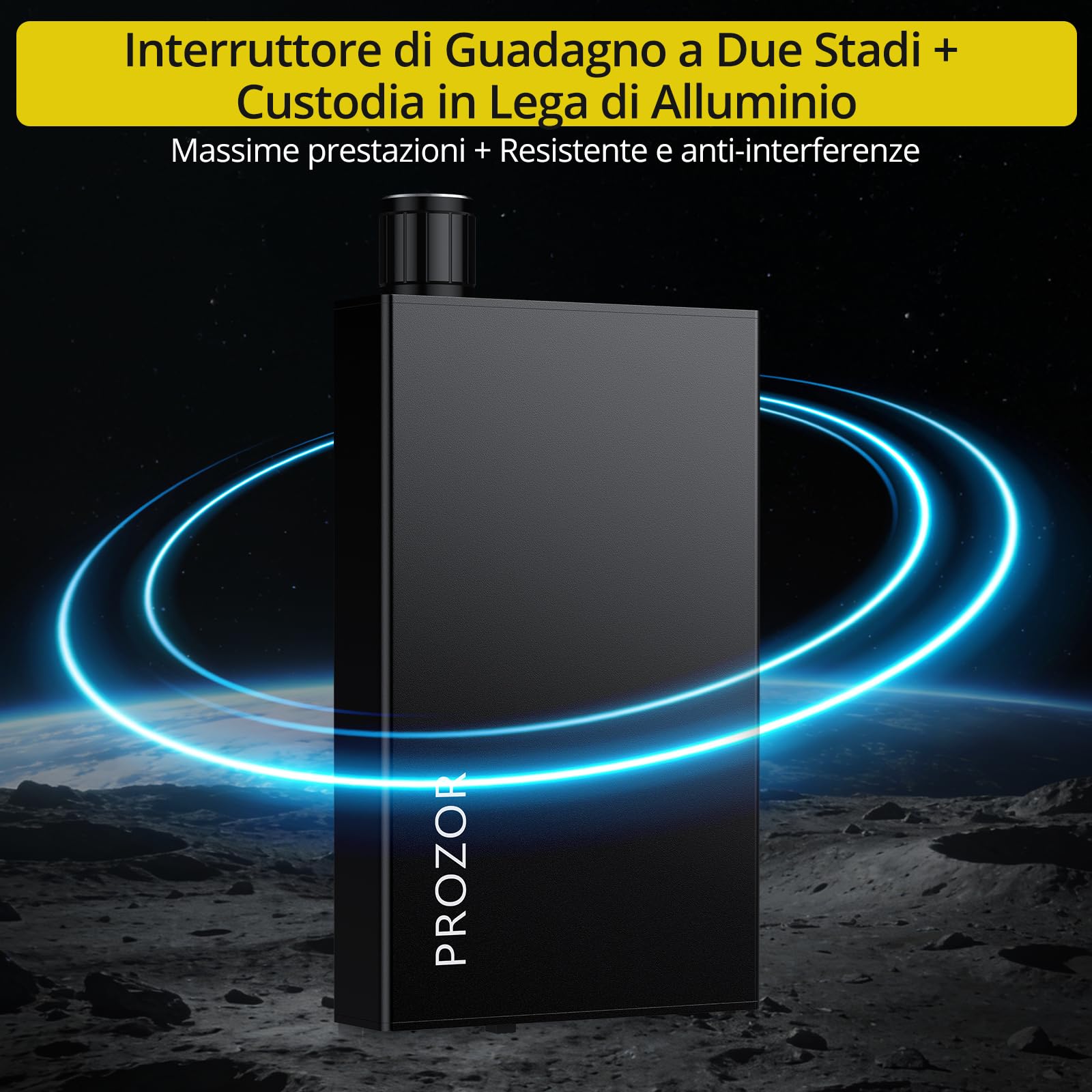 PROZOR HiFi Amplificatore per Cuffie da 16-300Ω Portatile, con Interruttore Gain, Amplificatore per Cuffie da 3,5 mm Ricaricabile USB-C AMP Design in Alluminio Compatibile con Smartphone, PC, MP3/4