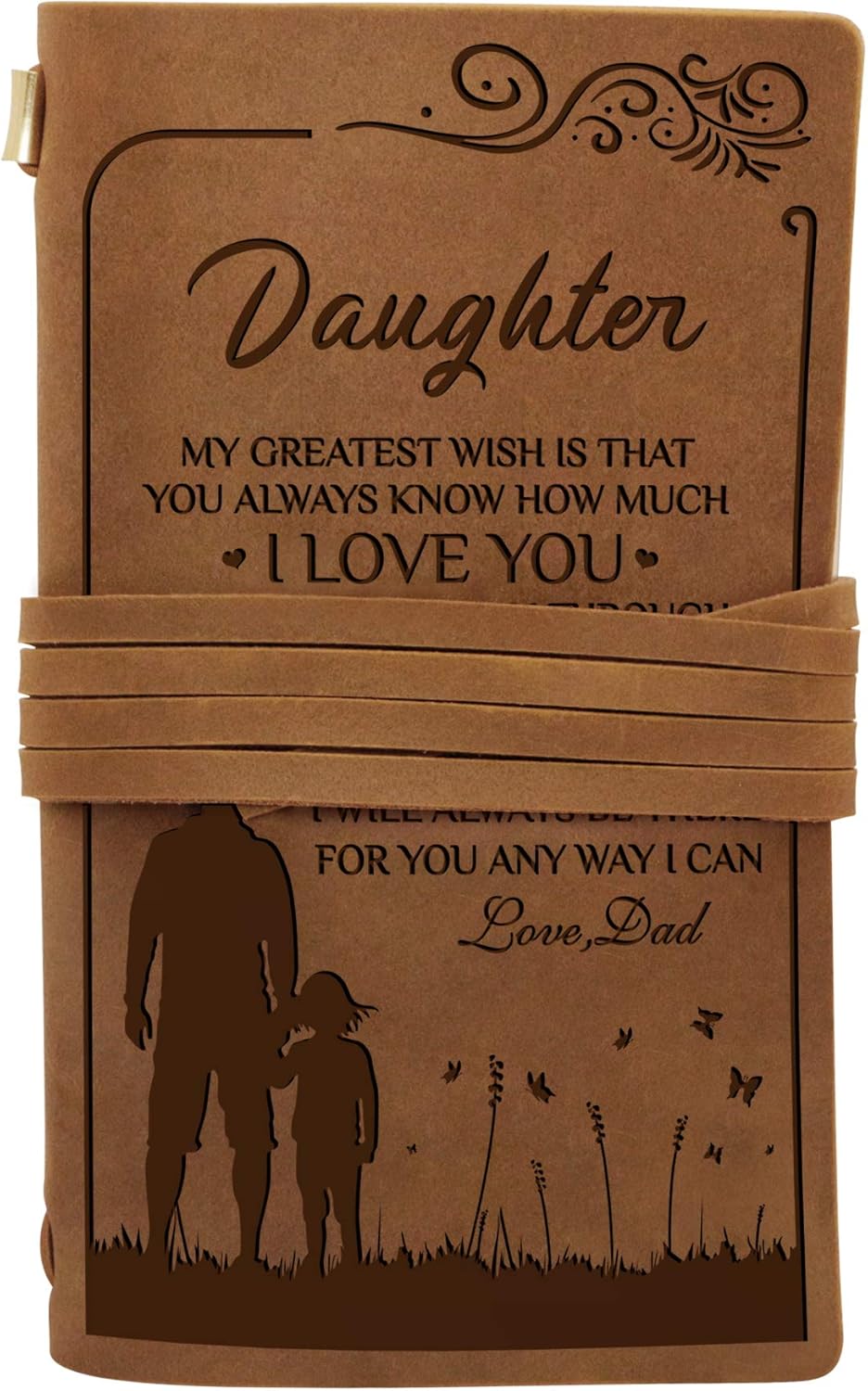 Kenon To My Daughter From Dad Gifts - Engraved Leather Vintage Bound Journals Writing Notebook - Travel Diary Journal Sketch Book Graduation Birthday Christmas for Girls