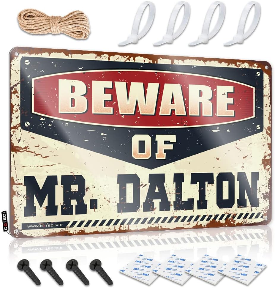 Western Cowboy Wall Decor Sign Funny Warning Metal Flat Print Tin Art : Love Decor & Novelty Sign Metal Wall Decor Outdoor Indoor - Beware Of Mr. Dalton
