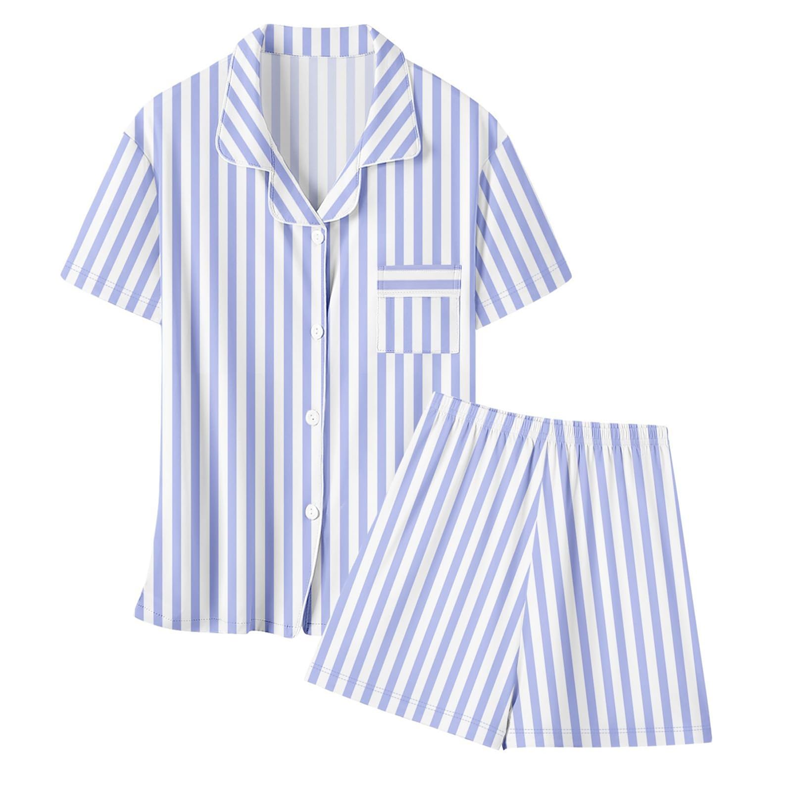 Umeyda Girls & Women Pajamas Set Soft Button-Down Sleepwear Lyocell Nightwear 2 Pjs Set Loungewear
