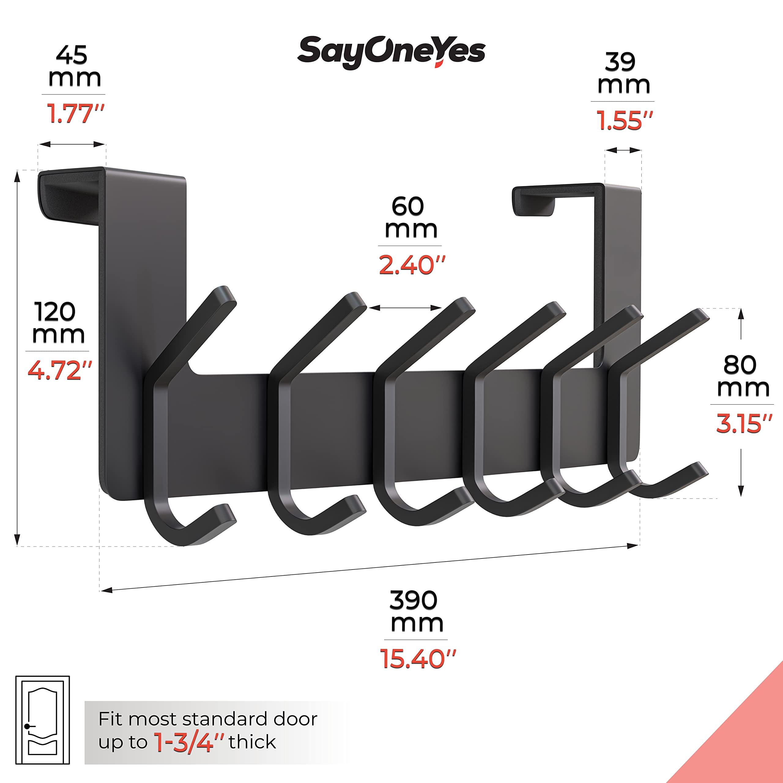 Ganchos para colgar toallas, abrigos, ropa, de acero inoxidable SUS304 resistente para colgar toallas, para dormitorio, armario y baño (negro, paquete de 2)