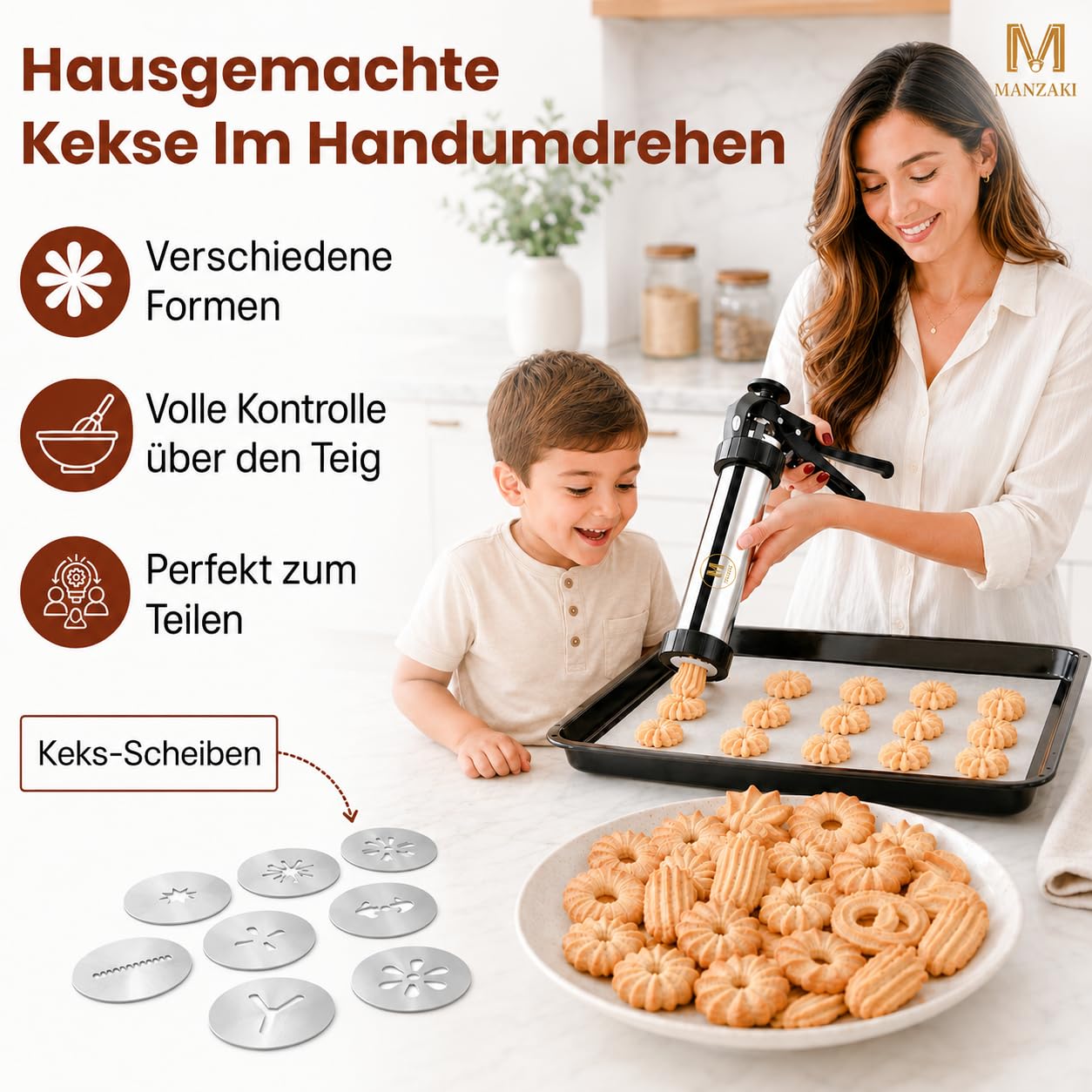 Churrera professionale in acciaio inox 304 senza BPA certificato UE - Kit per churros, manganelli e biscotti con sac pasticcere, 41 cm, 12 dischi, 7 ugelli e ricettario QR