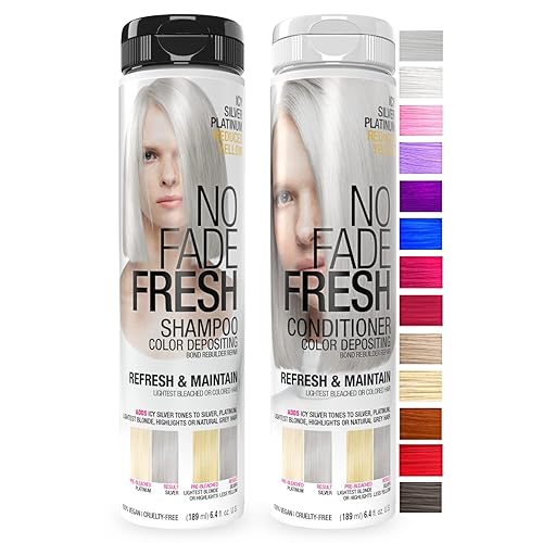 No Fade Fresh Duo - Juego de champú y acondicionador, color de cabello con reconstructor de bonos, vegano, libre de crueldad (Icy Silver Platinum)
