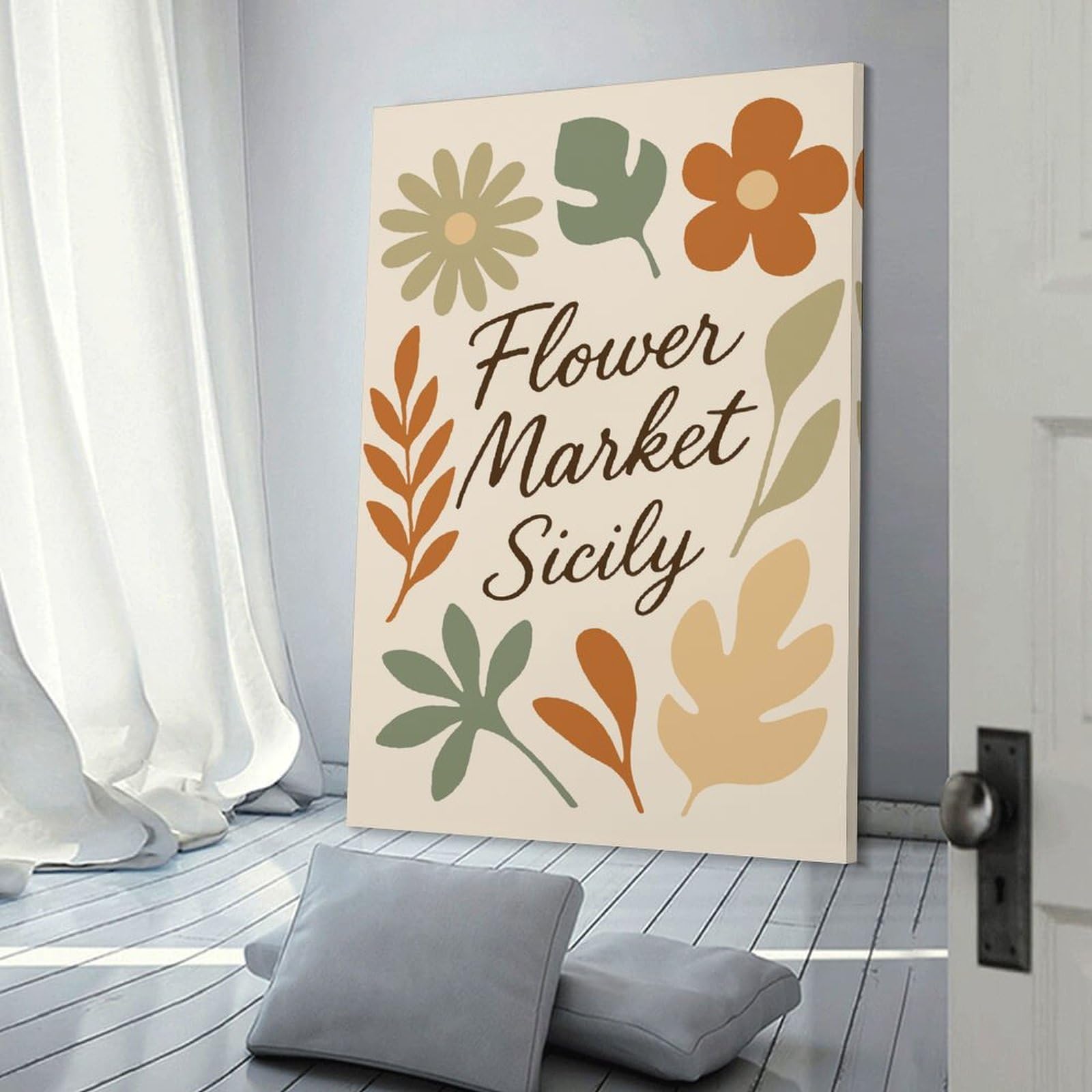 Junmoney Room Decor Wall Art Flower Market Sicily Botanical Art Print, 08x12inch(20x30cm), for Gallery Wall Layouts in Home Or Office, Home Wall Art for Statement Displays