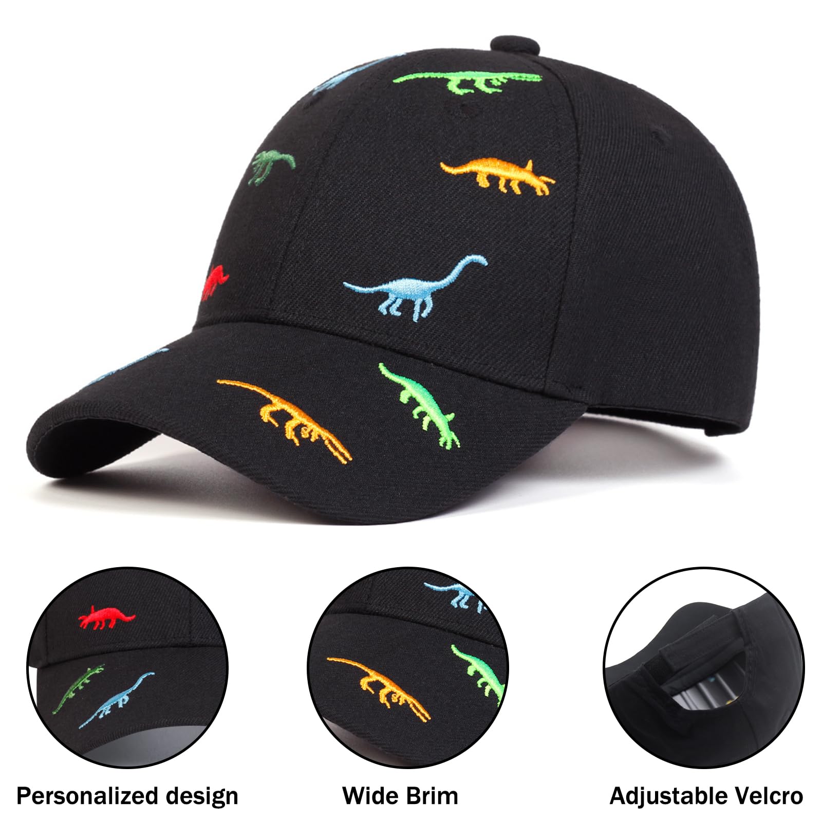 Gorra de Béisbol Niños Dinosaurio Ajustable Protección UV 3-8 Años
