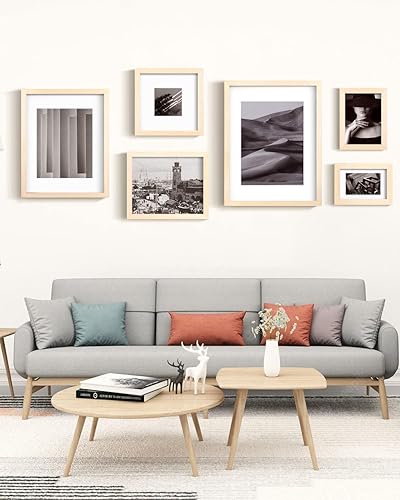 Miniatura 7 de Egofine - Juego de 4 portarretratos de 9 x 12 pulgadas de madera maciza y cubierta de plexiglás de 5 x 76 x 8 pulgadas con paspartú o 9 x 12