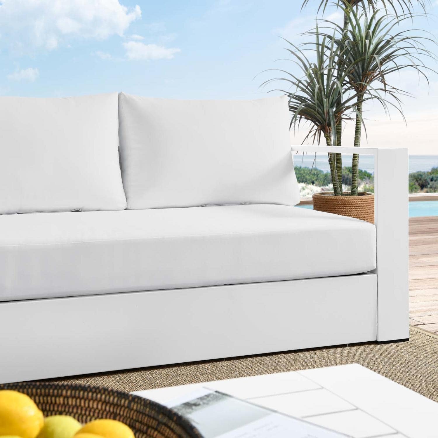 Modway Tahoe Patio Aluminum Sofa with White White Finish EEI-5676-WHI-WHI