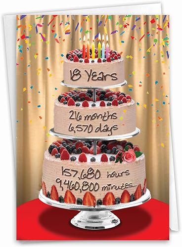 Miniatura 7 de NobleWorks Tarjeta de felicitación de cumpleaños número 18 con sobre de 5 x 7 pulgadas (1 tarjeta) Floral Age 18 C10056MBG