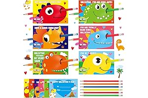 48 Set Valentine's Day Gifts for Kids, Dinosaur Cards with Pencils and...