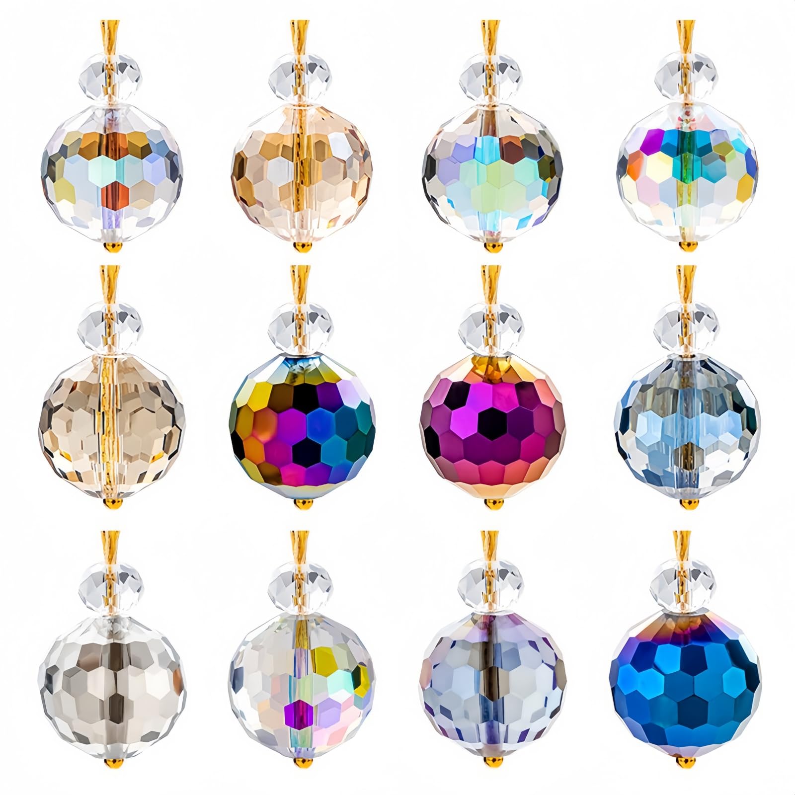 KAISELINNA 12 Pcs Christmas Balls Christmas Tree Crystal Ball Ornaments Rainbow Crystal Suncatcher Window Decorations Glass Hanging Pendant for Xmas Party Wedding Home Decor - Image 2