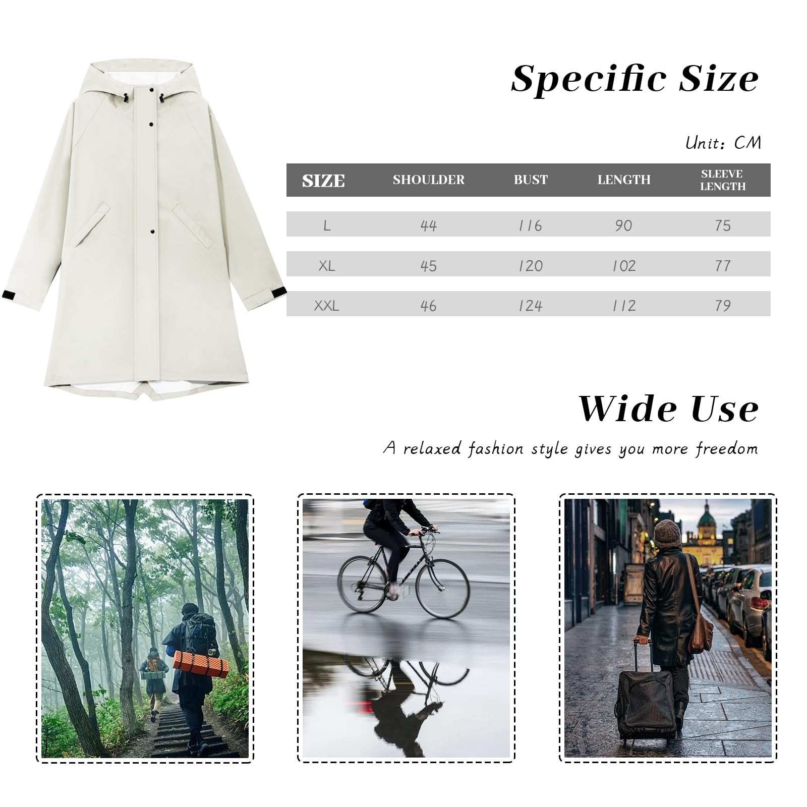 Chaquetas Impermeables para Mujer Impermeable ligero Impermeable Impermeables Largos con Capucha Cortavientos al Aire Libre Gabardina de Viaje Plegable