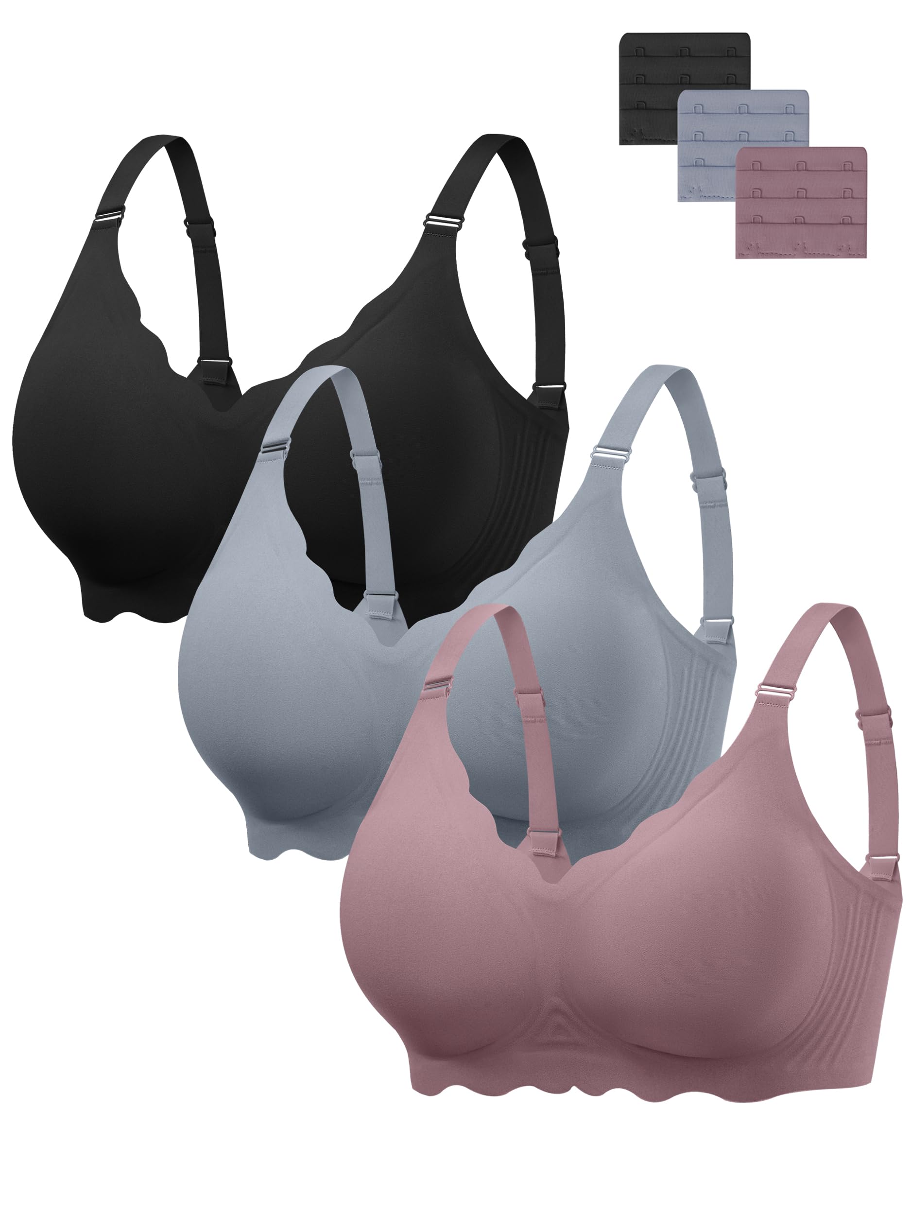HBselect Sujetador sin Aros Mujer Cómodo 3Pcs Sujetadores sin Costuras