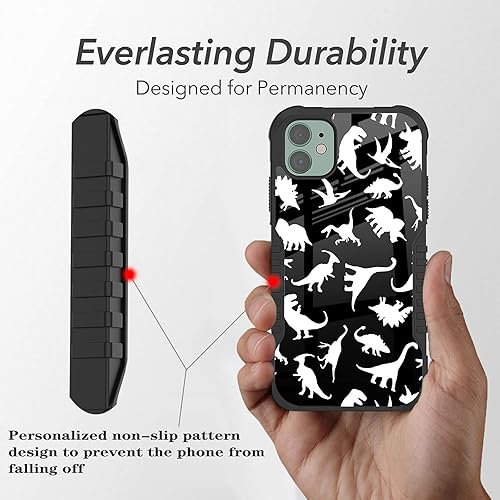 Miniatura 3 de Funda compatible con iPhone 11, bonito diseño de dinosaurio para mujer, esquinas a prueba de golpes, antiarañazos, antideslizante, funda protectora