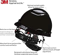 Vista 3 de 3M Hard Hat SecureFit H-700 Series - Casco de seguridad estilo gorra con sensor Uvicator, suspensión de trinquete de difusión de presión de 4 puntos
