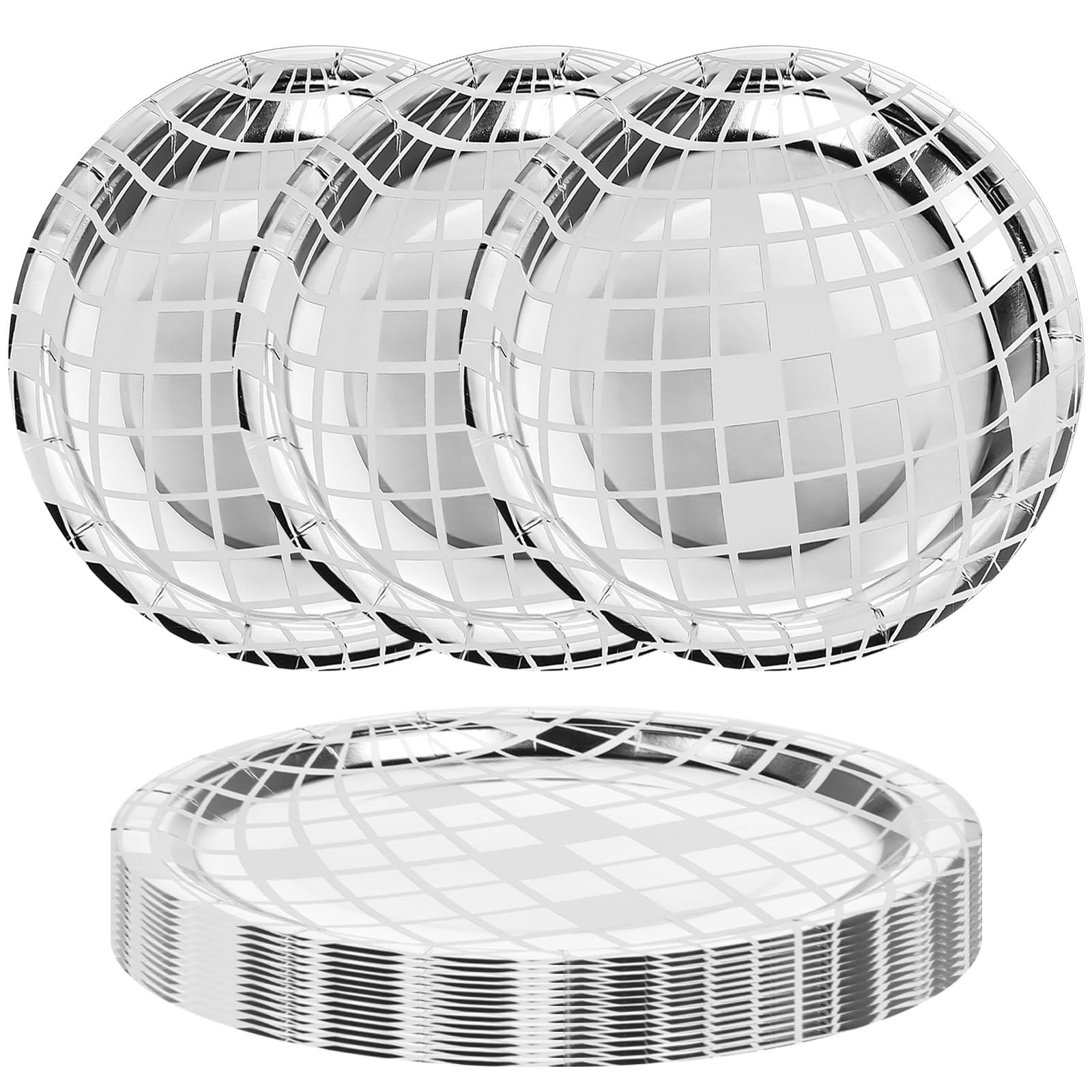 YUXIANLB 25Pcs Disposable Disco Ball Plates for 70s Disco Bachelorette ...
