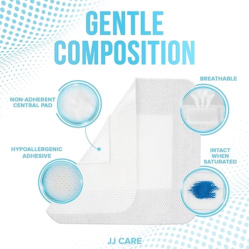 Miniatura 5 de JJ CARE Apósito adhesivo para isla paquete de 100, gasa con bordes estériles de 2 x 3, apósito para heridas sin látex, almohadilla central