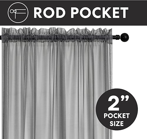 Miniatura 3 de Regal Home Collections Cortinas traslúcidas de gasa ligeras y sólidas, con bolsillo para barra, paneles de cortina traslúcidas para ventana de sala