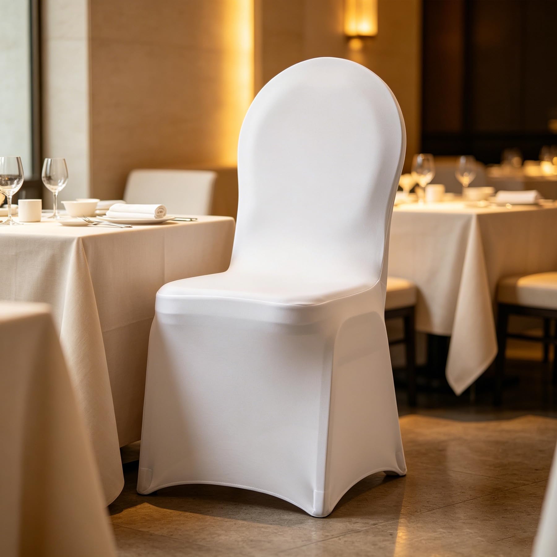 Froadp Universal elástico y Lavable Cubiertas de protección Funda para Silla Presidente Durante los Banquetes de Bodas Partes y decoración del hogar (50 Piezas)