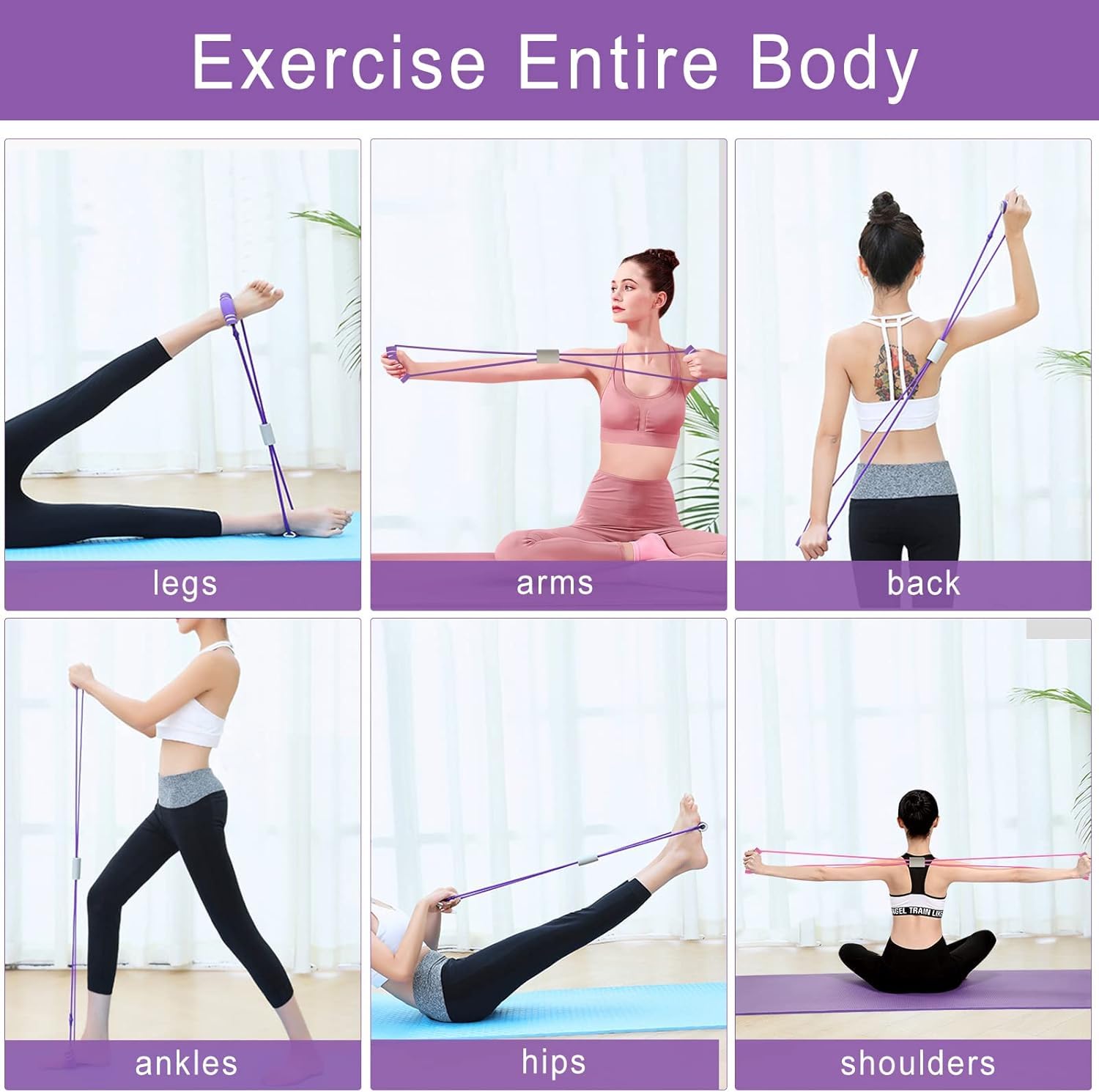 Lot De 2 Bandes De Résistance En 8 Avec Poignées Saludea - Pour Fitness, étirement, Musculation à La Maison, Léger Et Portable