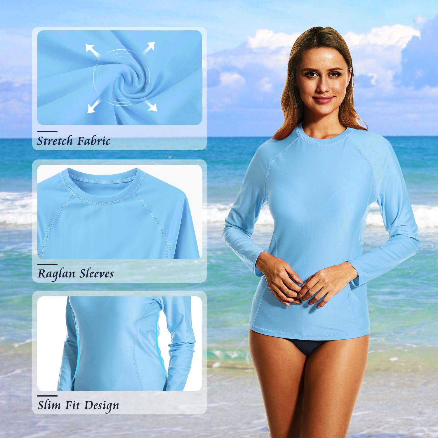 HODOSPORTS Women's UPF 50+ Rash Guard Swimsuit UV Sun Protection Swim Shirt Long Sleeve - Image 4